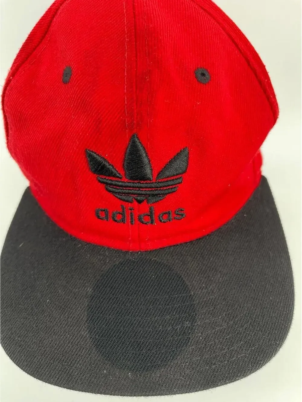 Adidas Originals Vintage Trefoil Hat Red Black Snapback Cap Logo OSFM